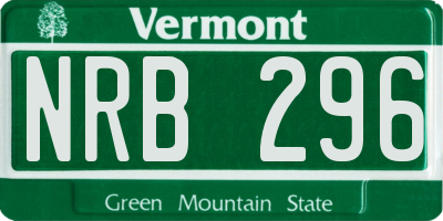 VT license plate NRB296