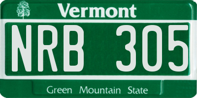 VT license plate NRB305
