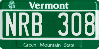 VT license plate NRB308