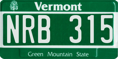 VT license plate NRB315