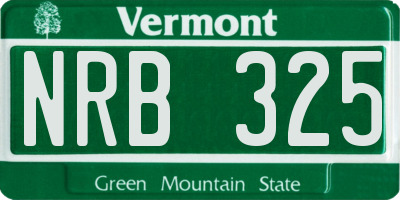 VT license plate NRB325