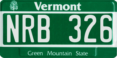 VT license plate NRB326