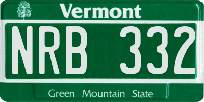 VT license plate NRB332