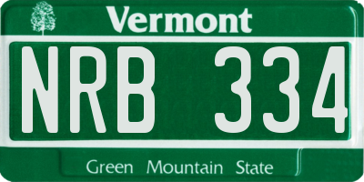 VT license plate NRB334