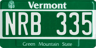 VT license plate NRB335