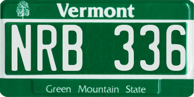 VT license plate NRB336