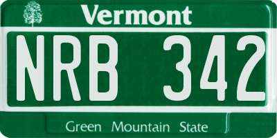 VT license plate NRB342