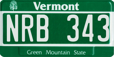 VT license plate NRB343