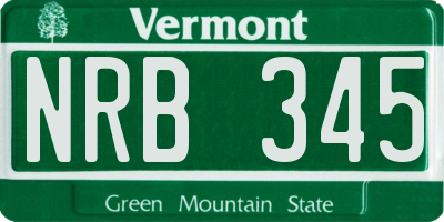 VT license plate NRB345