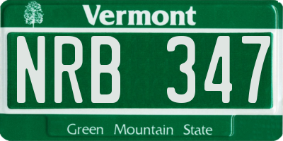 VT license plate NRB347