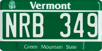 VT license plate NRB349