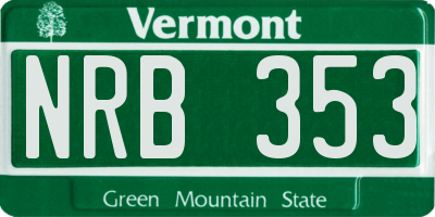 VT license plate NRB353