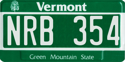 VT license plate NRB354