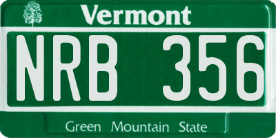 VT license plate NRB356
