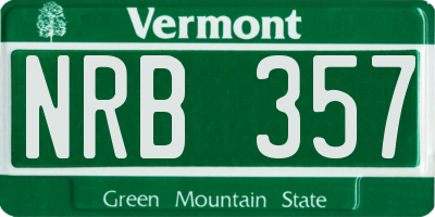 VT license plate NRB357