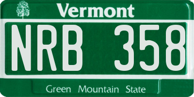 VT license plate NRB358