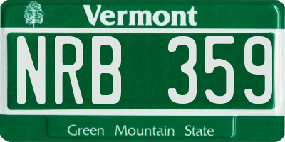 VT license plate NRB359