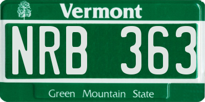 VT license plate NRB363