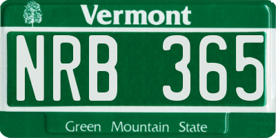 VT license plate NRB365