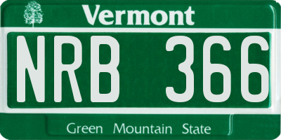 VT license plate NRB366