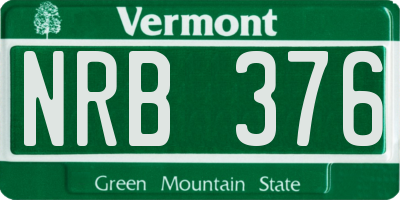 VT license plate NRB376