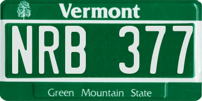 VT license plate NRB377