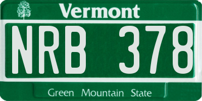 VT license plate NRB378