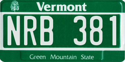VT license plate NRB381