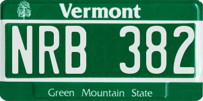 VT license plate NRB382