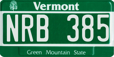 VT license plate NRB385