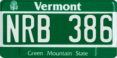 VT license plate NRB386