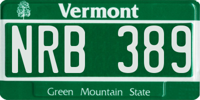 VT license plate NRB389