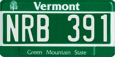 VT license plate NRB391