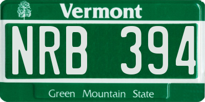 VT license plate NRB394