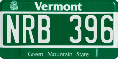 VT license plate NRB396