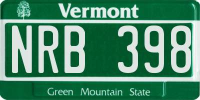 VT license plate NRB398