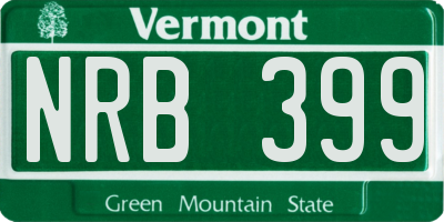 VT license plate NRB399