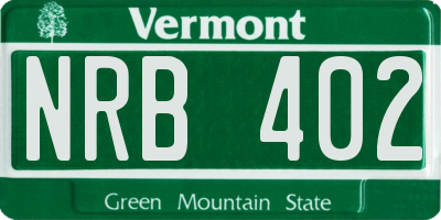VT license plate NRB402