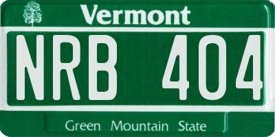 VT license plate NRB404