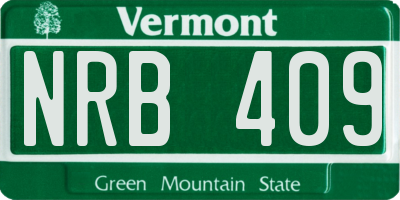 VT license plate NRB409