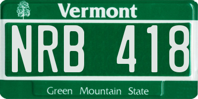 VT license plate NRB418