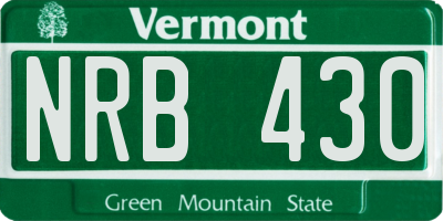 VT license plate NRB430