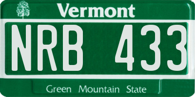 VT license plate NRB433