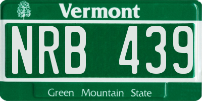 VT license plate NRB439