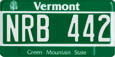 VT license plate NRB442