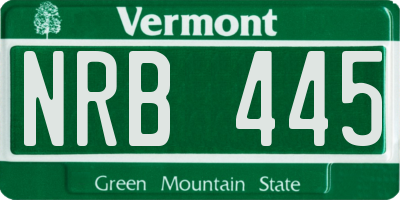 VT license plate NRB445