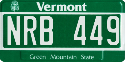VT license plate NRB449