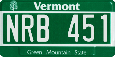 VT license plate NRB451