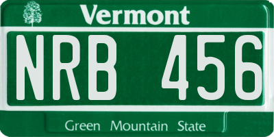 VT license plate NRB456