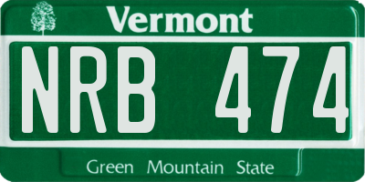 VT license plate NRB474
